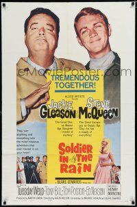 8e800 SOLDIER IN THE RAIN 1sh '64 close-ups of misfit soldiers Steve McQueen & Jackie Gleason!