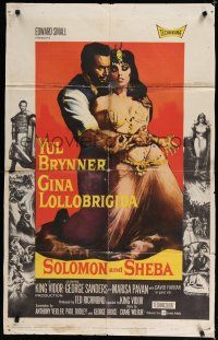 8e801 SOLOMON & SHEBA 1sh '59 Yul Brynner with hair & super sexy Gina Lollobrigida!