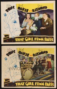 8f980 THAT GIRL FROM PARIS 2 LCs '36 Lily Pons, Jack Oakie, Gene Raymond, Mischa Auer!