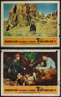 8f760 7 MEN FROM NOW 3 LCs '56 Budd Boetticher, cowboy Randolph Scott, Gail Russell, Lee Marvin!