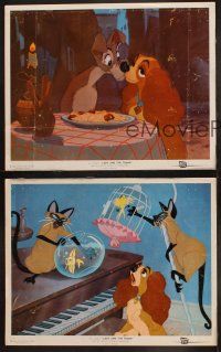 8f808 LADY & THE TRAMP 3 LCs '55 Walt Disney romantic canine classic cartoon!