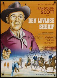 8g777 FIGHTING MAN OF THE PLAINS Danish '65 artwork of Randolph Scott drawing his gun!