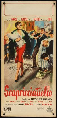 8g119 SCAPRICCIATIELLO Italian locandina '55 artwork of Fulvia Franco at wedding by Palt!