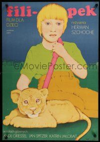 8g383 PHILIPP DER KLEINE Polish 23x33 '77 cool Markowska art of child & cub!