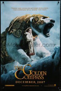 8j290 GOLDEN COMPASS teaser DS 1sh '07 Nicole Kidman, Daniel Craig, Dakota Blue Richards w/bear!