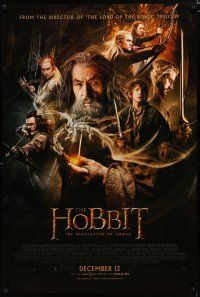 8j327 HOBBIT: THE DESOLATION OF SMAUG advance DS 1sh '13 Peter Jackson directed, cool cast montage!