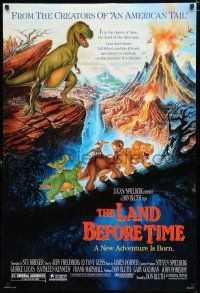 8j413 LAND BEFORE TIME DS 1sh '88 Steven Spielberg, George Lucas, Don Bluth, dinosaur cartoon!