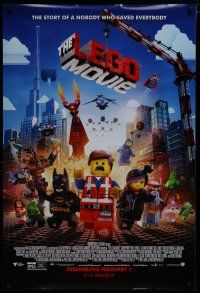 8j433 LEGO MOVIE advance DS 1sh '14 the story of a nobody who saved everybody!