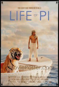 8j440 LIFE OF PI style A int'l DS 1sh '12 Suraj Sharma, Irrfan Khan, cool image of tiger on boat!