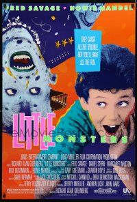 8j446 LITTLE MONSTERS 1sh '89 Richard Greenberg, image of Fred Savage & wacky monster!