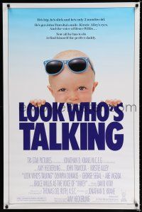 8j452 LOOK WHO'S TALKING 1sh '90 John Travolta & Kirstie Alley have talking babies!