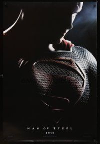 8j479 MAN OF STEEL teaser DS 1sh '13 close-up of Henry Cavill in the title role as Superman!