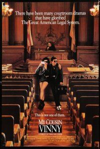 8j547 MY COUSIN VINNY 1sh '92 lawyer Joe Pesci w/pretty Marisa Tomei & judge Fred Gwynne!