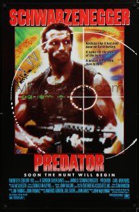 8j598 PREDATOR 1sh '87 Arnold Schwarzenegger sci-fi, soon the hunt will begin!