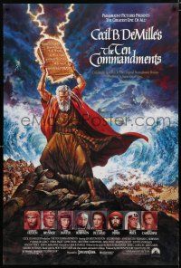 8j748 TEN COMMANDMENTS 1sh R89 Cecil B. DeMille classic starring Charlton Heston & Yul Brynner!