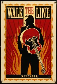 8j813 WALK THE LINE style A teaser 1sh '05 Shepard Fairey art of Joaquin Phoenix as Johnny Cash!