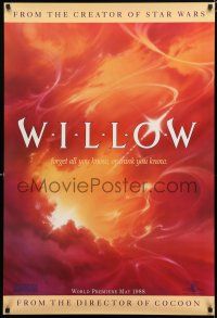 8j832 WILLOW teaser 1sh '88 Ron Howard directed, Alvin fantasy art of clouds!