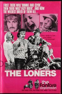 8k587 LONERS pressbook '72 biker Dean Stockwell breaks hearts, the wildest breed of them all!