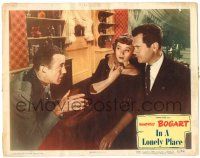 8p589 IN A LONELY PLACE LC #5 '50 Humphrey Bogart explains to scared Jeff Donnell & Frank Lovejoy!