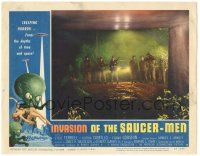 8p606 INVASION OF THE SAUCER MEN LC #7 '57 soldiers with rifles in tunnel, wonderful border art!