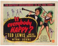 8p104 IS EVERYBODY HAPPY TC '43 biography of jazz musician Ted Lewis, art of sexy babe w/clarinet!