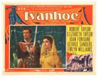 8p611 IVANHOE LC #8 '52 image of pretty Elizabeth Taylor & Robert Taylor w/sword!