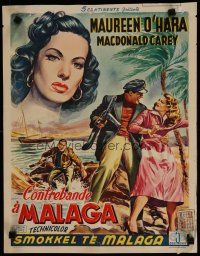 8z538 MALAGA Belgian '56 artwork of pretty Maureen O'Hara, Macdonald Carey!