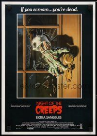 8z564 NIGHT OF THE CREEPS Belgian '86 cool monster hand artwork, if you scream you're dead!