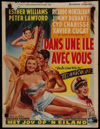 8z567 ON AN ISLAND WITH YOU Belgian '48 Esther Williams, Jimmy Durante, Lawford, sexy artwork!