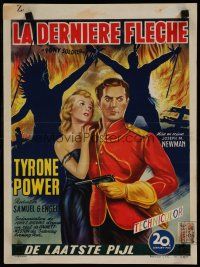 8z575 PONY SOLDIER Belgian '52 art of Royal Canadian Mountie Tyrone Power w/sexy Penny Edwards!