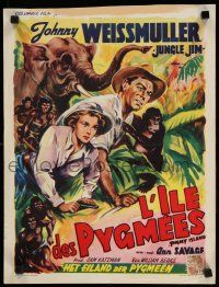 8z580 PYGMY ISLAND Belgian '50 art of Johnny Weissmuller as Jungle Jim with sexy Ann Savage!