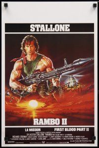 8z581 RAMBO FIRST BLOOD PART II Belgian '85 Sylvester Stallone, cool art by Casaro!