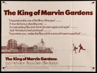 8z463 KING OF MARVIN GARDENS British quad '72 Jack Nicholson in New Jersey, directed by Rafelson!