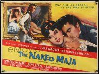 8z477 NAKED MAJA British quad '59 art of sexy Ava Gardner & Tony Franciosa, brazen painting!