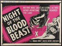 8z478 NIGHT OF THE BLOOD BEAST British quad '58 great art of sexy girl & huge monster hand!