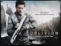 8z481 OBLIVION teaser DS British quad '13 image of Tom Cruise w/gun & waterfall in city!