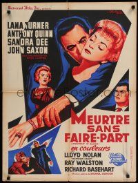 8z269 PORTRAIT IN BLACK French 23x32 '60 art of Lana Turner, Anthony Quinn & Sandra Dee!