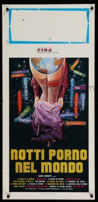 8z150 NOTTI PORNO NEL MONDO Italian locandina '77 Laura Gemser hosted, super sexy different artwork!