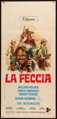 8z158 REVENGERS Italian locandina '72 art of cowboys William Holden, Borgnine & Woody Strode!