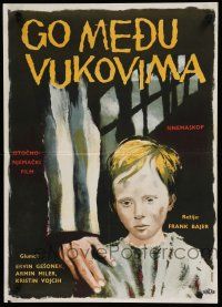 8z211 NAKED AMONG THE WOLVES Yugoslavian 20x27 '67 child in concentration camp art by Stokic!