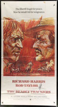 9d539 DEADLY TRACKERS int'l 3sh '73 Kramer art of Richard Harris & Rod Taylor, written by Sam Fuller