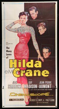 9d651 HILDA CRANE 3sh '56 sexy artwork of full-length Jean Simmons & three men!