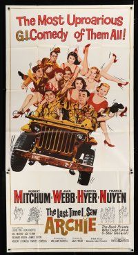 9d705 LAST TIME I SAW ARCHIE 3sh '61 Robert Mitchum & Jack Webb in a jeep full of sexy girls!