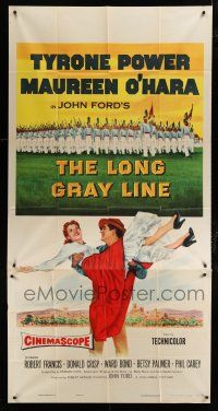 9d717 LONG GRAY LINE 3sh '54 art of Tyrone Power carrying Maureen O'Hara, plus West Point cadets!