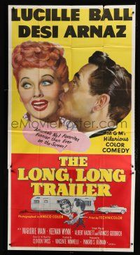 9d718 LONG, LONG TRAILER 3sh '54 newlyweds Lucille Ball & Desi Arnaz go on honeymoon adventure!