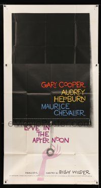 9d722 LOVE IN THE AFTERNOON 3sh '57 directed by Billy Wilder, great Saul Bass artwork!