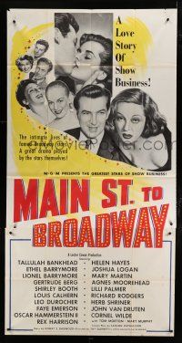 9d728 MAIN ST. TO BROADWAY 3sh '53 Tallulah Bankhead, Rex Harrison, Cornel Wilde & 7 more stars!