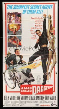 9d730 MAN CALLED DAGGER 3sh '67 Terry Moore, Paul Mantee, great art of guy in wheelchair w/ guns!