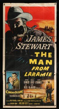 9d733 MAN FROM LARAMIE 3sh '55 cool different art of James Stewart, directed by Anthony Mann!