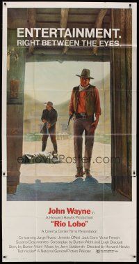 9d856 RIO LOBO 3sh '71 Howard Hawks, Give 'em Hell, John Wayne, great cowboy image!